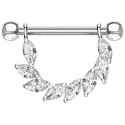 Bijou téton avec 8 strass en forme d'amande - barre 1,6 mm acier 316L K19112-C-CP-CQ