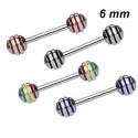 Barre 1,6 mm et boules acier 316L avec 3 lignes de couleur BSB-1416