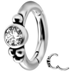 Anneau à charnière spécial nombril strass avec minis boules COCR NF BNH 024