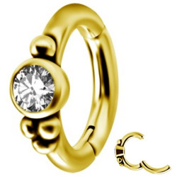 Anneau à charnière spécial nombril strass avec minis boules COCR NF or fin GPBNH 008