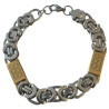 Bracelet acier gros maillons demi-cercles et plaques motifs acier doré 11 mm ENH30