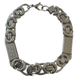 Bracelet acier gros maillons demi-cercles et plaques motifs 11 mm ENH31