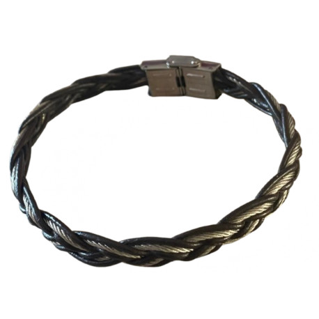 Bracelet tresse acier et cuir 8 mm ENH33