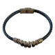 Bracelet maillon acier et cuir tressé 9 mm ENH34
