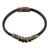 Bracelet maillon acier et cuir tressé 9 mm ENH34