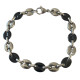 Bracelet acier et acier noir grain de café 8 mm H08N