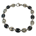 Bracelet acier et acier noir grain de café 8 mm H08N