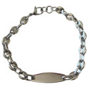 Bracelet acier gourmette plaque grain de café 6 mm HG01