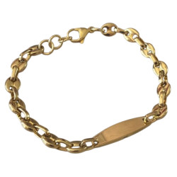 Bracelet acier doré gourmette plaque grain de café 6 mm HG01D