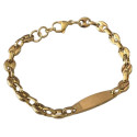Bracelet acier doré gourmette plaque grain de café 6 mm HG01D