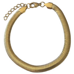 Bracelet acier doré maille plate serpent souple 6 mm BRFAS170D