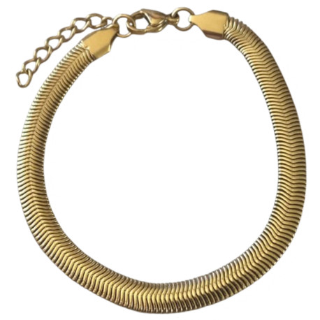 Bracelet acier doré maille plate serpent souple 6 mm BRFAS170D