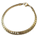 Bracelet acier doré maille gourmette avec liserés rigide 6 mm BR51D