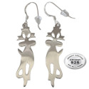 Boucles d'oreille pendantes motif chat argent 925 BO197