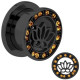 Tunnel avec fleur de lotus au centre et strass sur contour pour oreille acier noir gros diamètre BKTN 05
