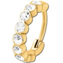 Anneau fermé avec 9 strass sertis clos acier doré or fin GPBHJ 38