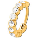 Anneau fermé avec 9 strass sertis clos acier doré or fin GPBHJ 38