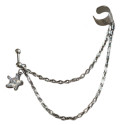 Bijou bague oreille avec chaine acier 316L motif étoile en brillant TIPT 07