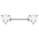 Bijou téton coeur en strass blanc de chaque coté - barre 1,6 mm acier KR10988-C