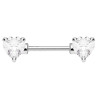 Bijou téton coeur en strass blanc de chaque coté - barre 1,6 mm acier KR10988-C