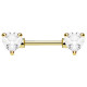 Bijou téton coeur en strass blanc de chaque coté - barre 1,6 mm acier doré KR10988-GDC