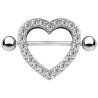 Bijou téton contour motif coeur avec strass blancs - barre 1,6 mm acier 316L KQ-0011C