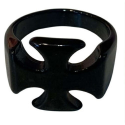 Bague croix de choppers noire acier brillant DBA2024