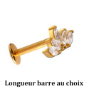 Bijou labret 1,2 mm motif marquise avec 5 brillants acier 316L à visser interne 0,8 mm GPINMLBJ001