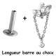 Bijou labret 1,2 mm marquise avec 3 brillants blancs sertis avec chaine et strass acier 316L à visser interne 0,8 mm INMLBJ 21