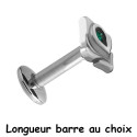 Bijou labret 1,2 mm acier 316L avec fleur 1 strass vert émeraude à visser interne INMLBJ 22