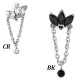 Motif marquise 3 brillants sertis avec chaine et strass acier 316L, pour barre 1,2 mm avec pas de vis interne 0,8 mm INSCJ 21