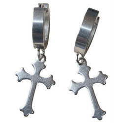 Paire d'anneaux fermés à clip croix gothique acier 316L BOCG-ST