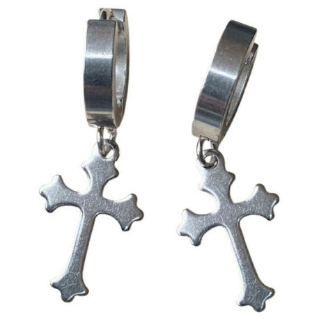 Paire d'anneaux fermés à clip croix gothique acier 316L BOCG-ST