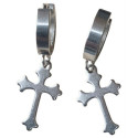 Paire d'anneaux fermés à clip croix gothique acier 316L BOCG-ST