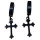 Paire d'anneaux fermés à clip croix gothique acier noir 316L BOCG-K