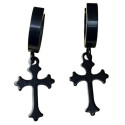 Paire d'anneaux fermés à clip croix gothique acier noir 316L BOCG-K