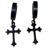 Paire d'anneaux fermés à clip croix gothique acier noir 316L BOCG-K