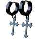 Paire d'anneaux fermés à clip croix gothique acier noir 316L BOCG-K