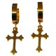 Paire d'anneaux fermés à clip croix gothique acier doré 316L BOCG-GD