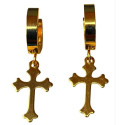 Paire d'anneaux fermés à clip croix gothique acier doré 316L BOCG-GD