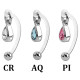Barre bioflex avec pendant 1 strass acier 316L pour bijou intime XMBN 16 couleurs