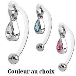 Barre bioflex avec pendant 1 strass acier 316L pour bijou intime XMBN 16