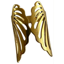 Bague motif ailes acier doré FBA2501D