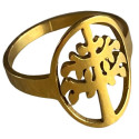 Bague motif arbre dans cercle acier doré FBA2512D