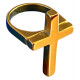 Bague motif croix chrétienne acier doré FBA2510D