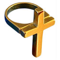 Bague motif croix chrétienne acier doré FBA2510D