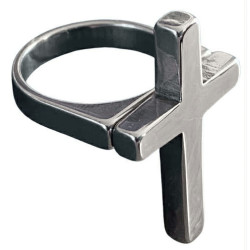 Bague motif croix chrétienne acier FBA2510A