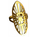Bague motif ethnique acier doré FBA2504D