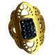 Bague motif ethnique avec strass noirs acier doré FBA2507D