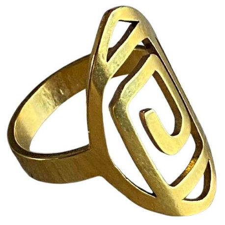 Bague motif spirale GM style ethnique acier doré FBA2509D